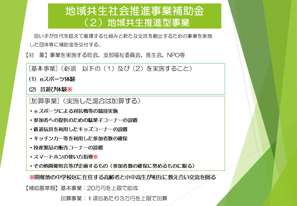 事業(2)地域共生推進型事業の説明スライド