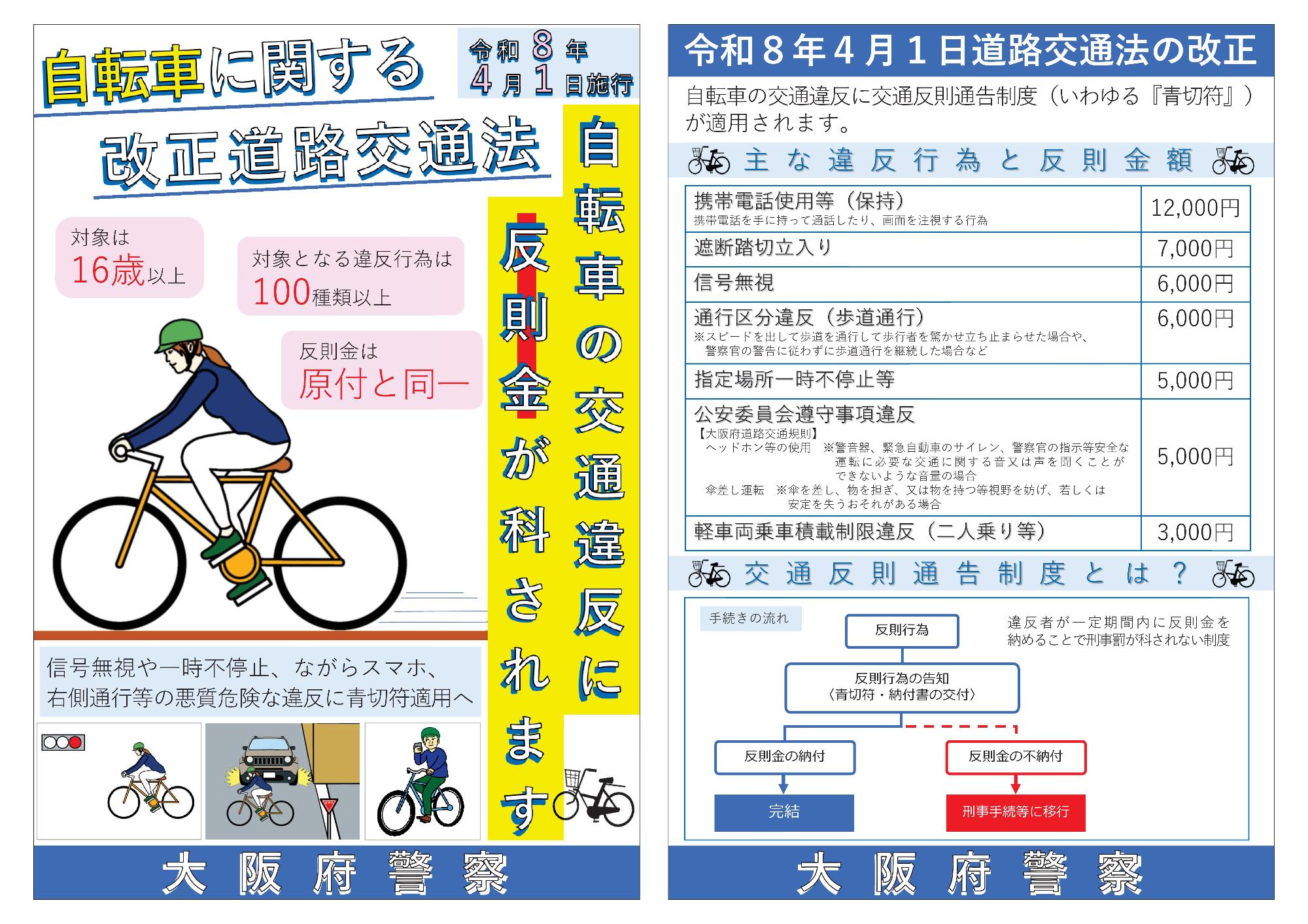 自転車の交通違反に青切符が導入されます(令和8年4月1日より)