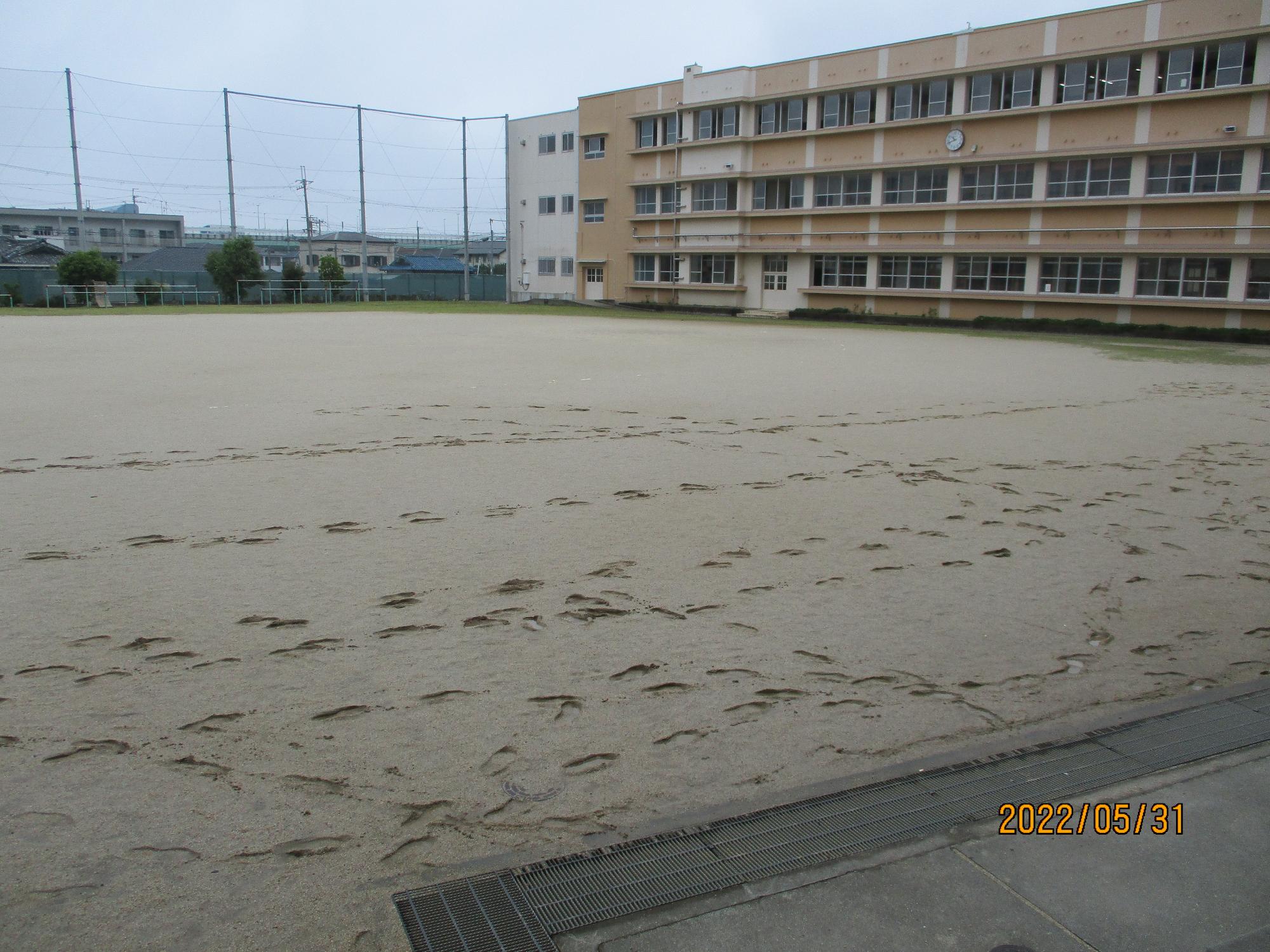 雨上がりの運動場